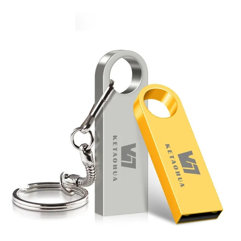 Silver metal car-shaped USB flash drive on a white background showing compact size.