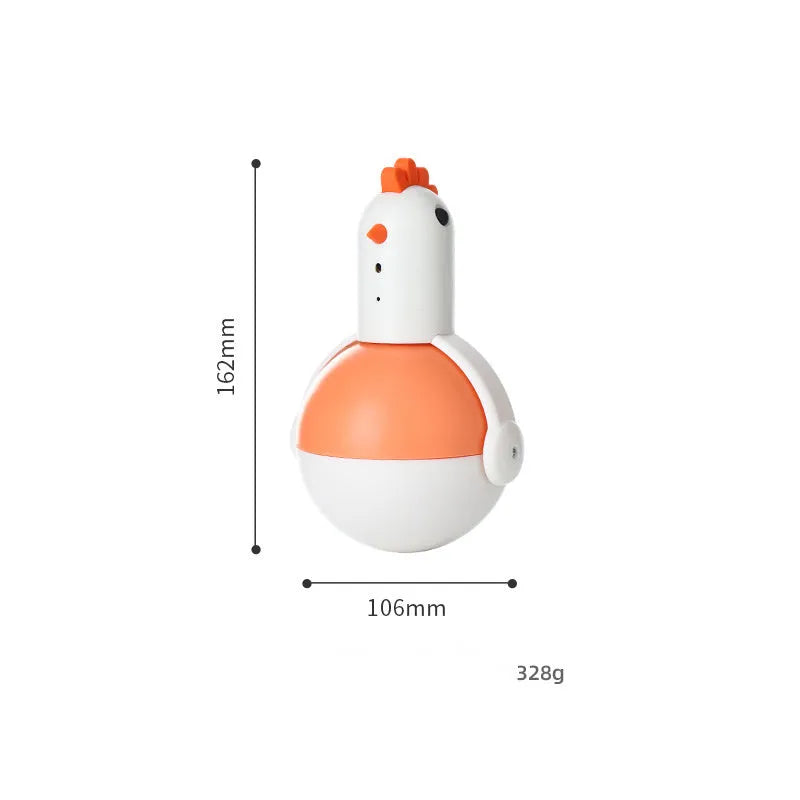 Electric cat toy chicken shape with infrared sensor, self-balancing motion, and cat call function