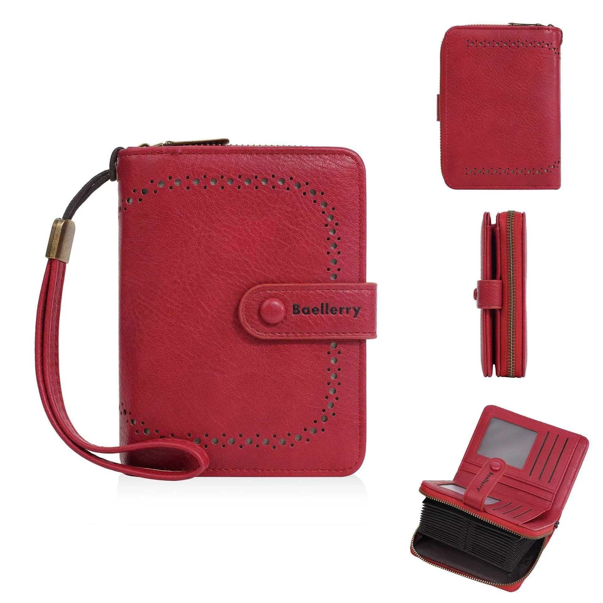 Women's PU leather zip coin purse with integrated card storage in multiple colour options