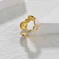 Stainless steel geometric ring with adjustable opening and electroplated finish