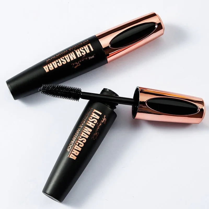 Black waterproof and sweat-proof mascara tube for thick, long curling eyelashes.