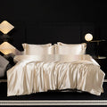 Silk bed sheet four-piece set in solid colour with modern simplicity style