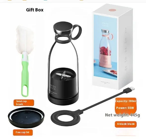 350ml white USB rechargeable portable blender with stainless steel blades and charging stand