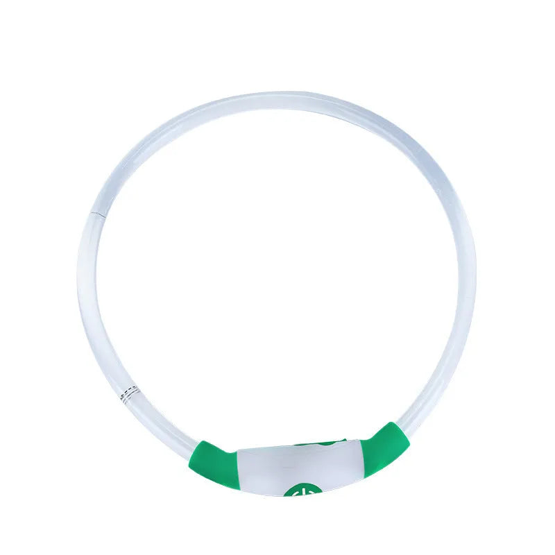 USB rechargeable LED dog safety collar with glowing light and adjustable 70cm TPU construction
