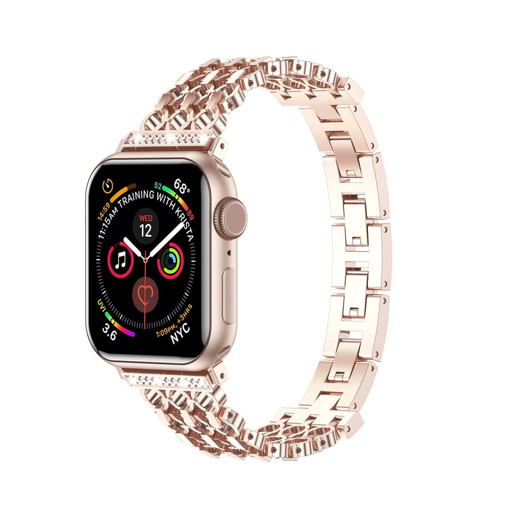 Stainless steel mesh detachable metal watch strap for iWatch in black finish with metal clasp