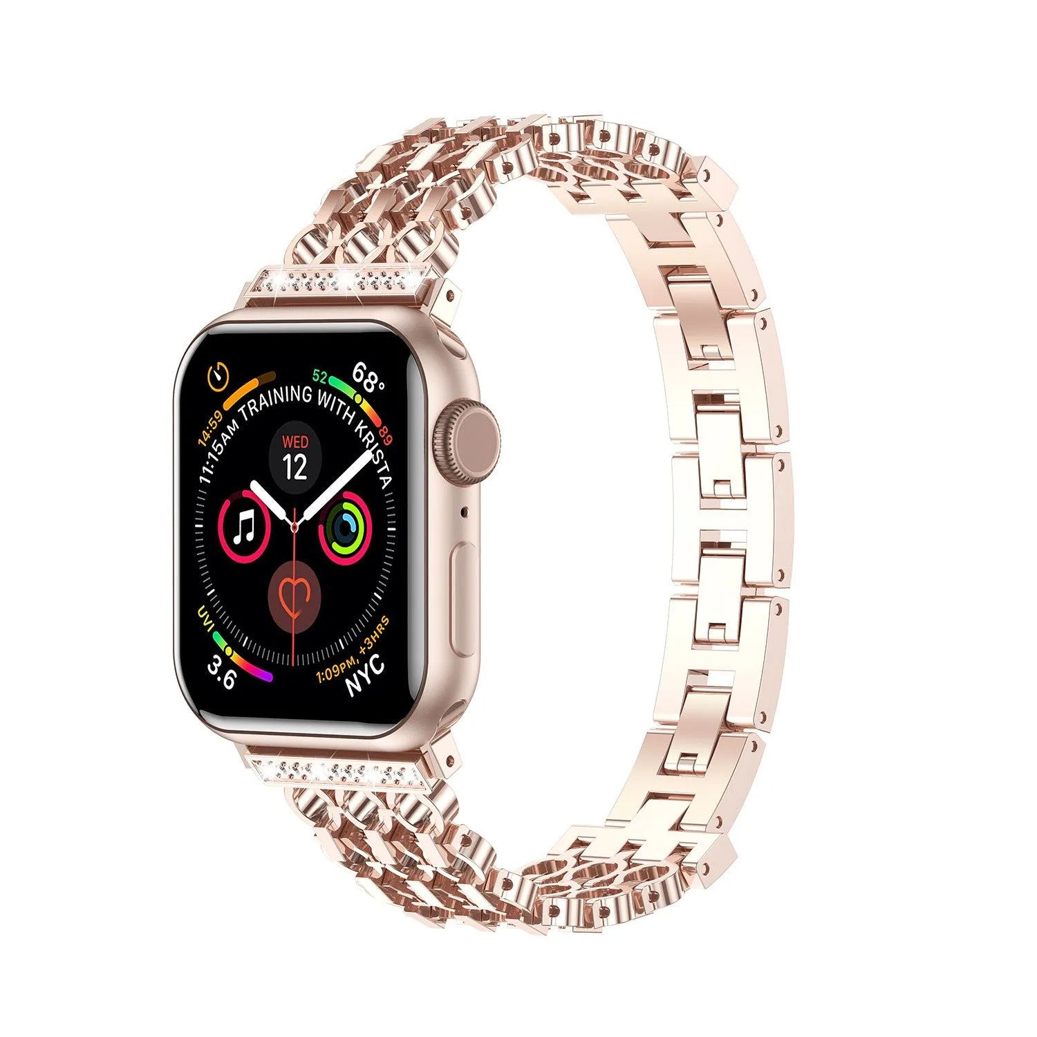 Stainless steel mesh detachable metal watch strap for iWatch in black finish with metal clasp