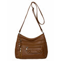 Soft PU leather shoulder bag for women in 8022 Black, with zippered compartments and cross-body strap