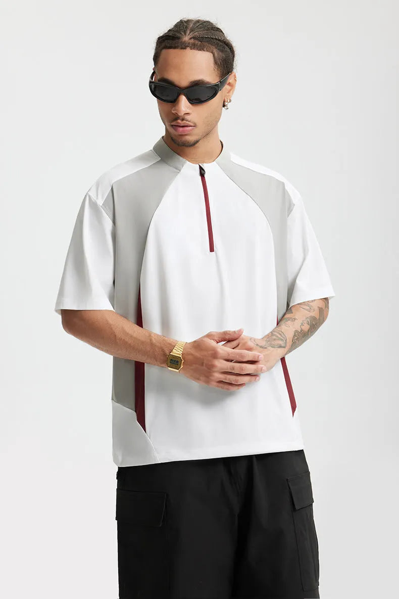 Men's solid colour casual shirt with stitching detail, available in long sleeve and short sleeve styles.