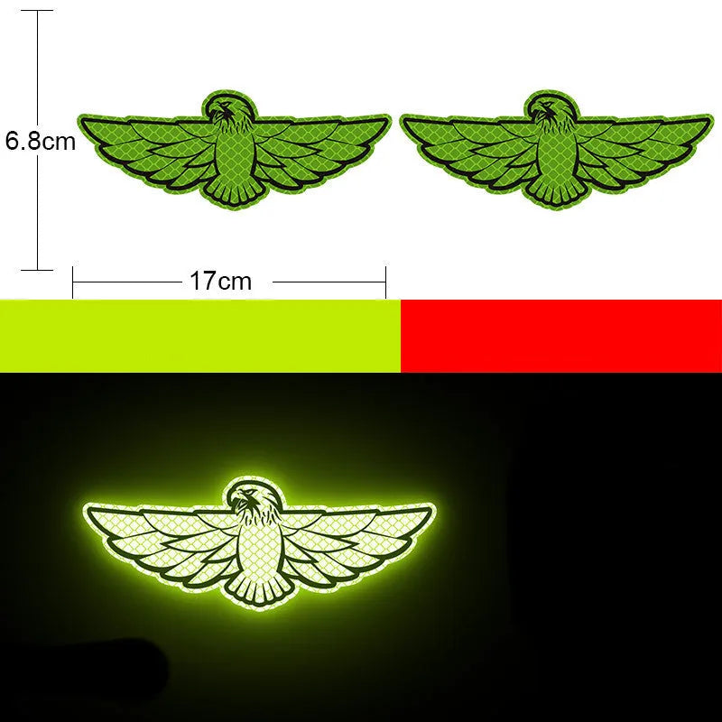 Pair of rectangular reflective warning stickers for vehicles, made from diamond reflective film.