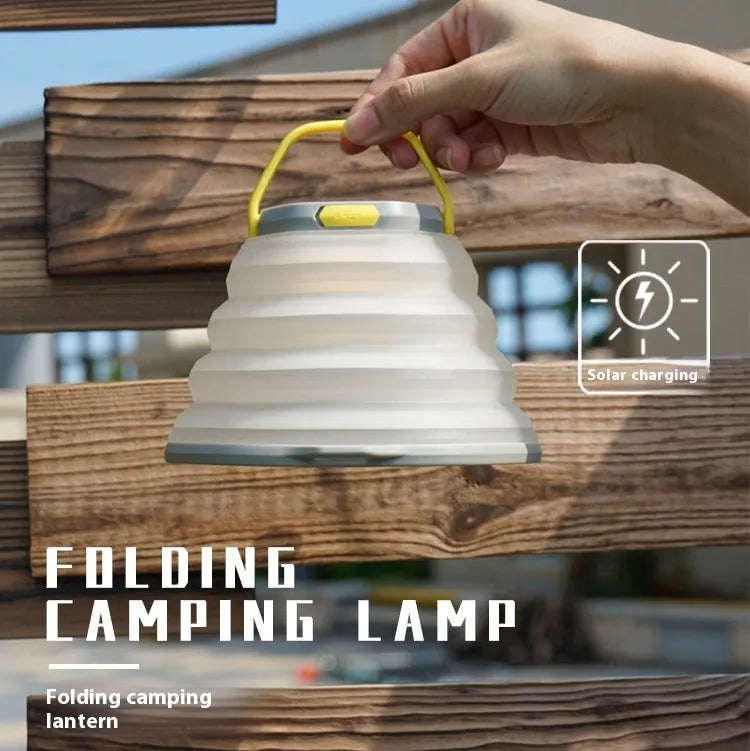 White rechargeable camping lantern with large LED light capacity for tents
