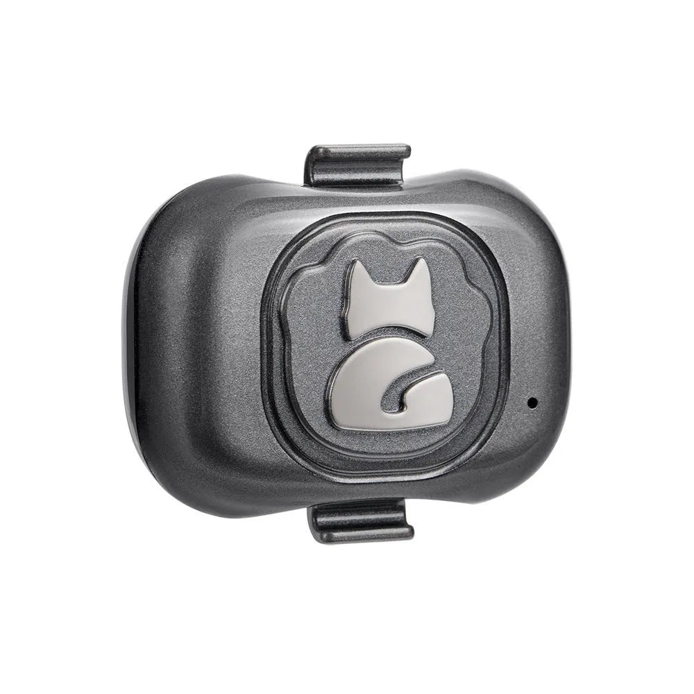 Black GF-07 pet GPS tracker with hanging rope attachment and IP67 waterproof rating