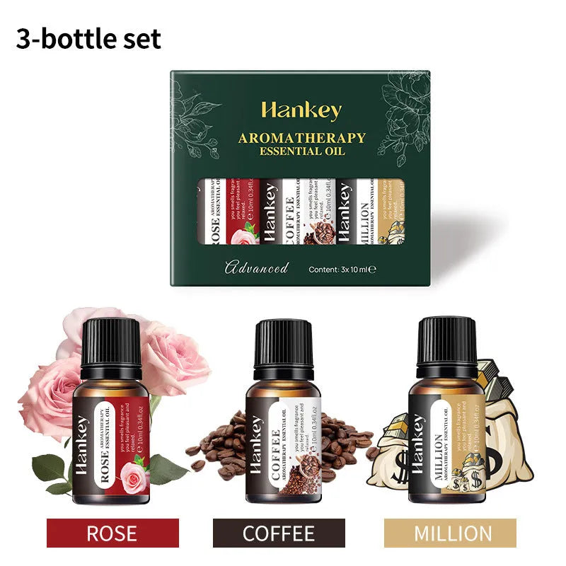 Boxed water-soluble aromatherapy essential oil set for air freshening with multiple bottle options