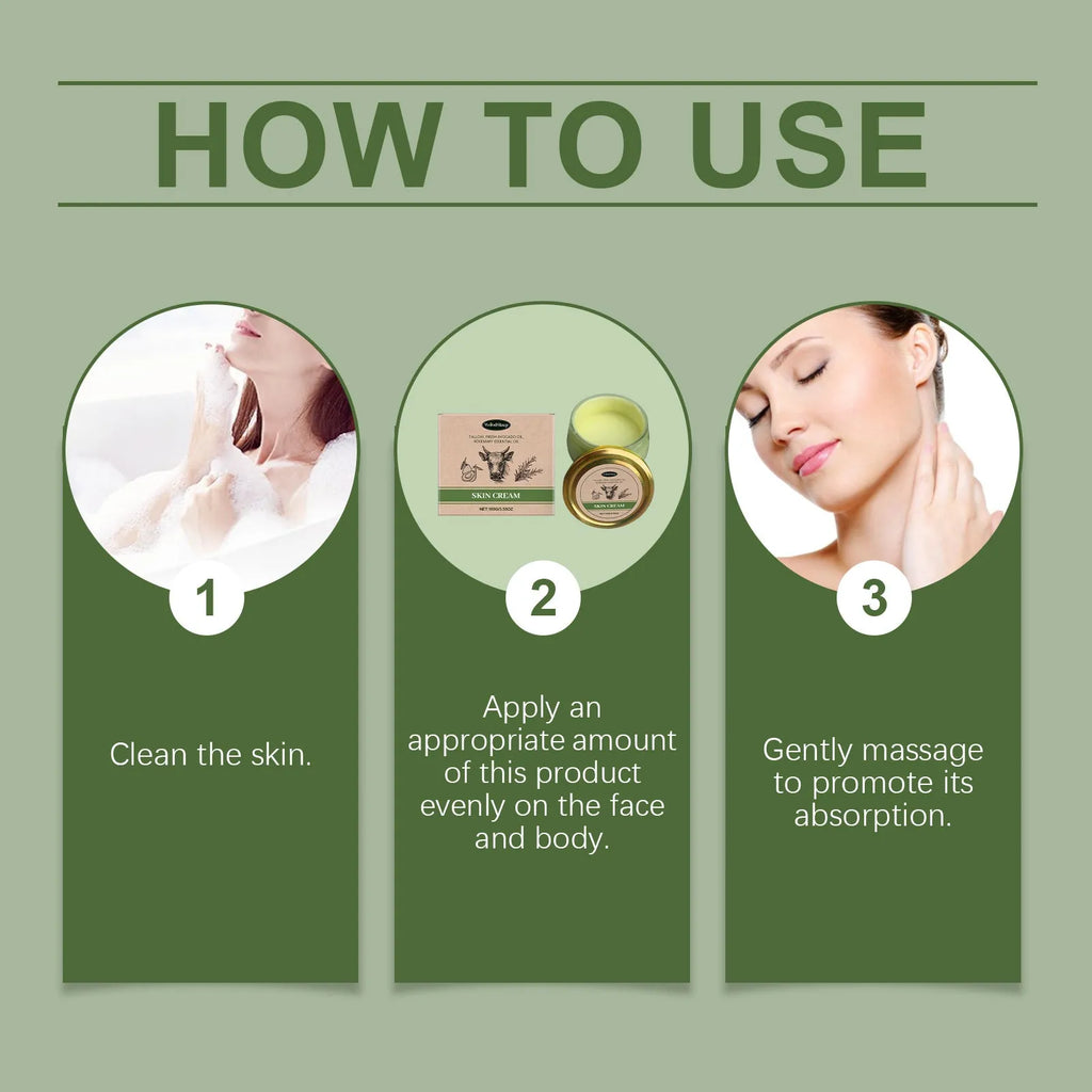 Cow fat skincare cream 100g tube with glycerol and glycerol stearate moisturiser