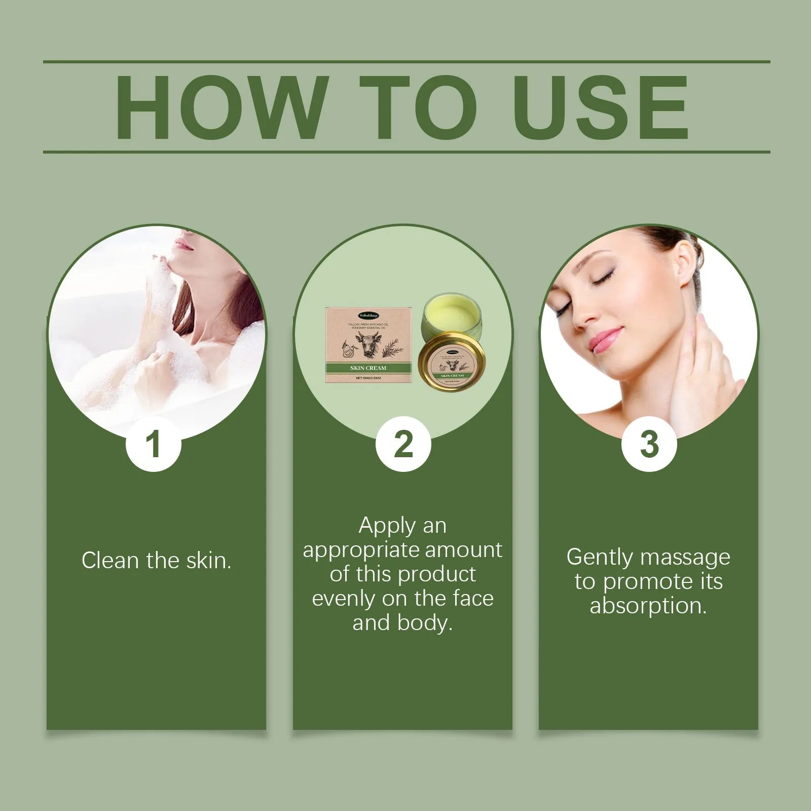 Cow fat skincare cream 100g tube with glycerol and glycerol stearate moisturiser