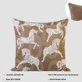 Chinese style square cushion in Maillard colour on a sofa, 45cm size with geometric pattern.