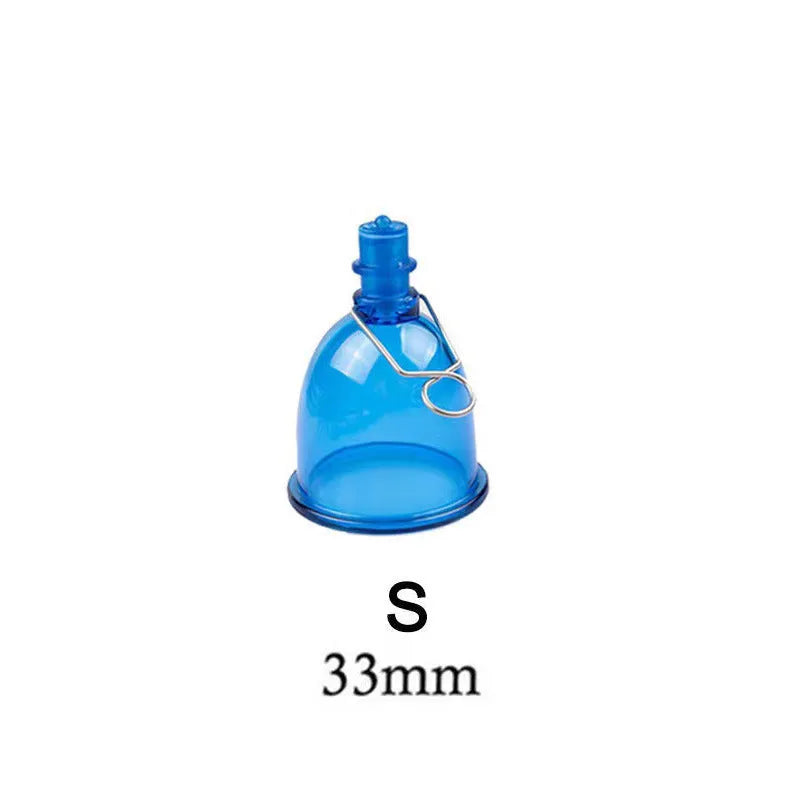Blue silicone male masturbator cup available in small, medium, and large size options