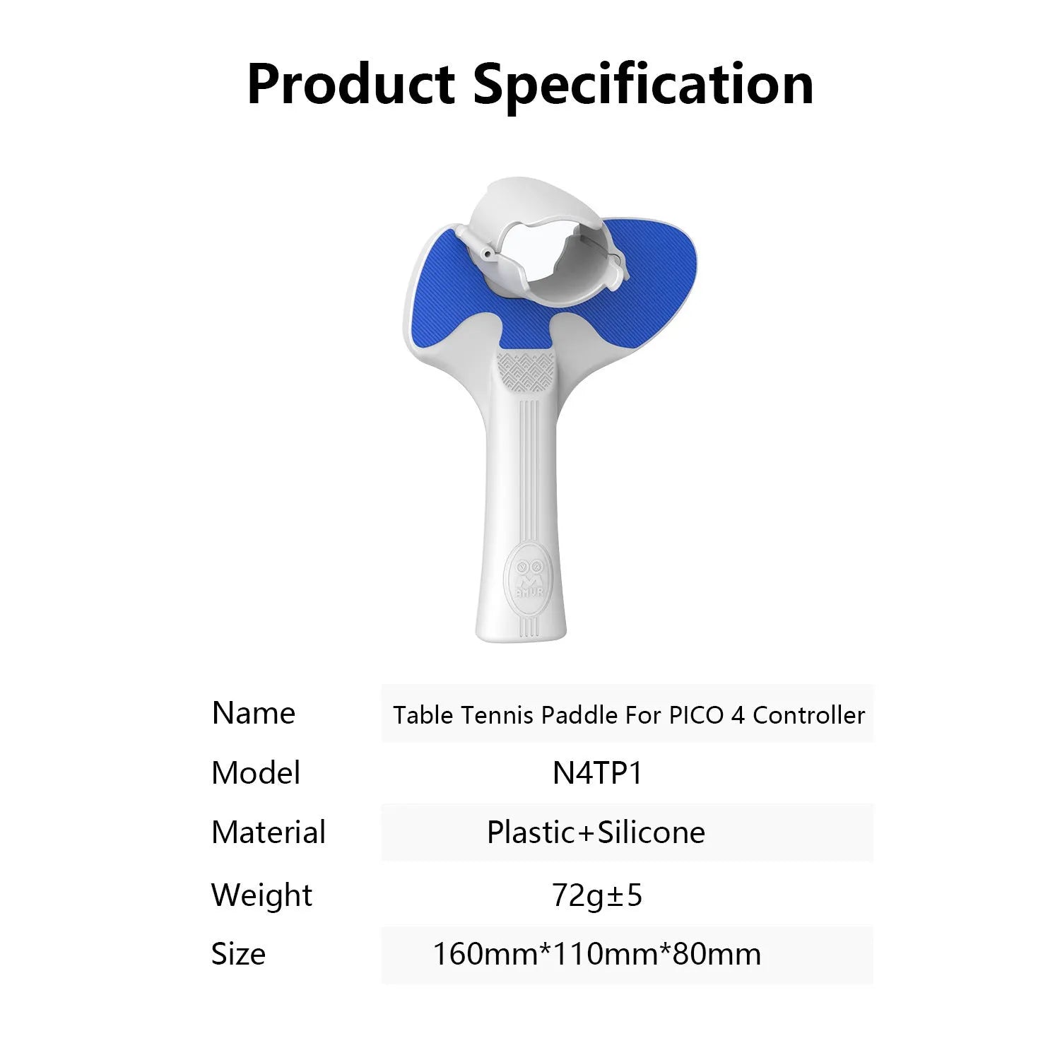 Red and blue plastic silicone hand grip accessory for Pico 4 VR controllers measuring 160x110x80mm