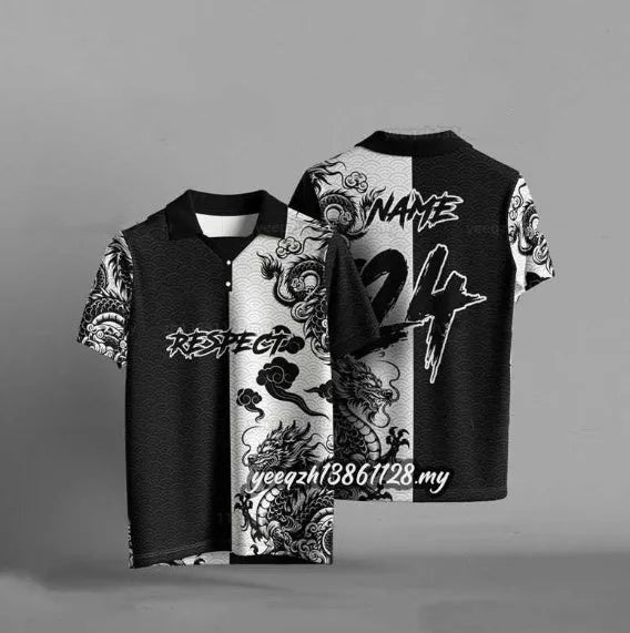 Black loose fit short sleeve t-shirt with a 3D digital print design.
