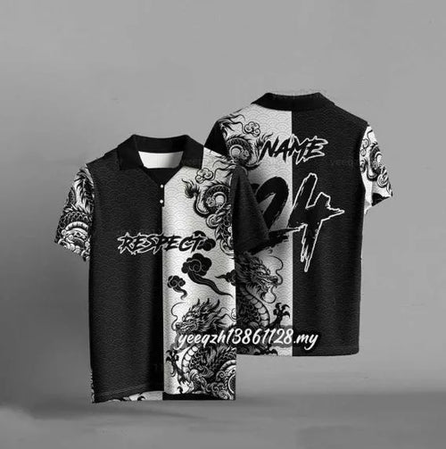 Black loose fit short sleeve t-shirt with a 3D digital print design.