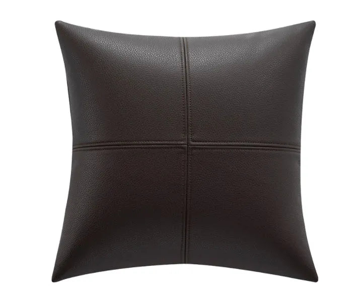 Solid colour soft cowhide leather pillow cover in Nordic style on a sofa