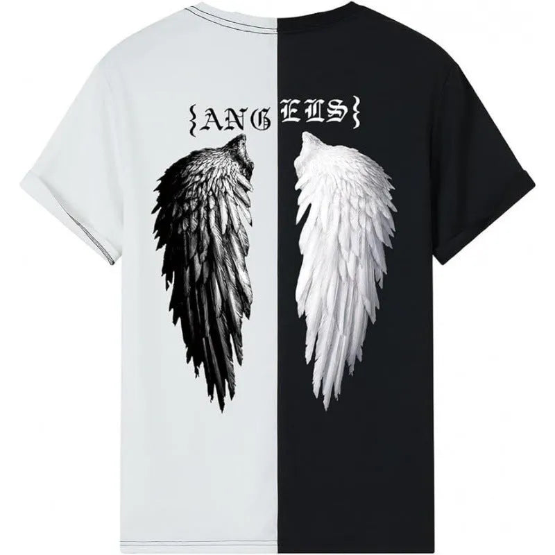 Men's printed streetwear short-sleeved sports t-shirt in polyester fabric with digital pattern