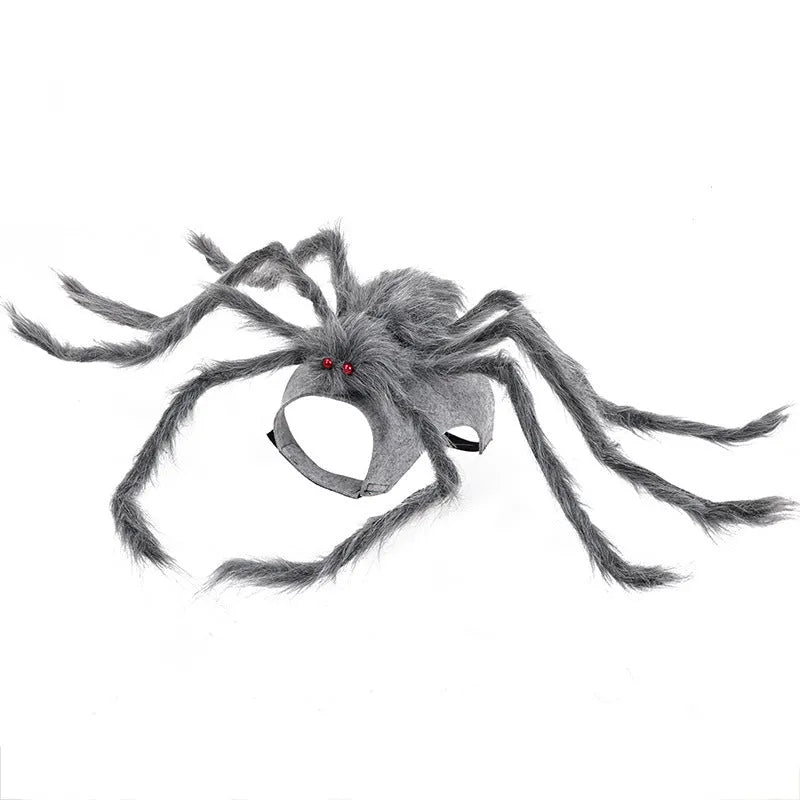 Halloween spider costume for pets in polyester available in grey, brown, black, and purple colours