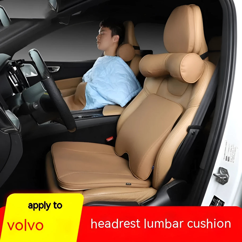 Volvo car headrest neck pillow lumbar support cushion set in minimalist style with multiple colour options