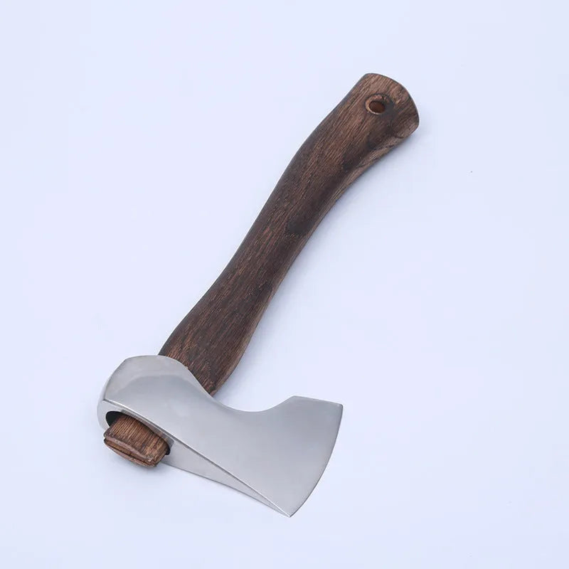 Camping axe with high carbon steel head and wooden handle for outdoor logging