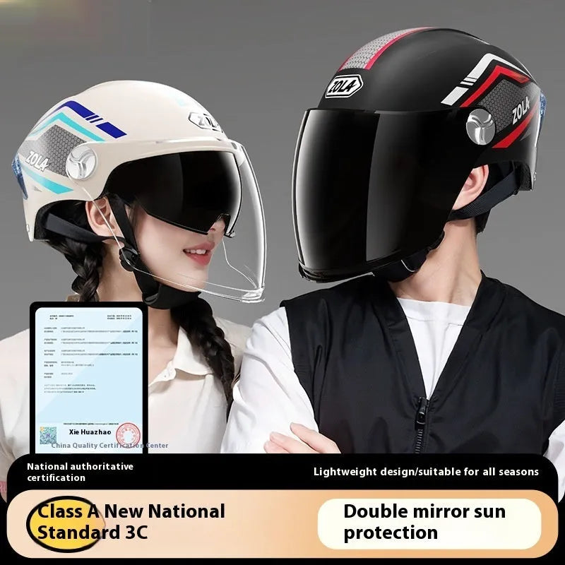Children's 3C certified motorcycle half helmet in multiple colour options with double mirror finishes