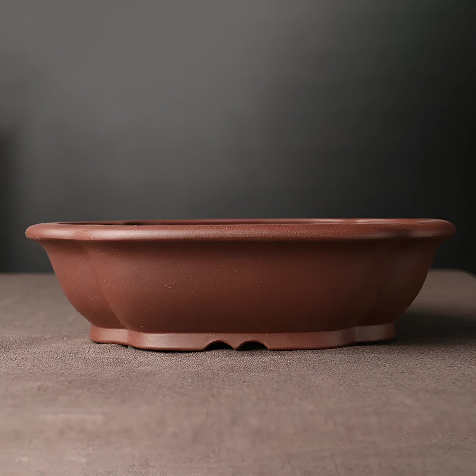 Purple clay handmade bonsai basin with classical Chinese design measuring 25x20x7cm