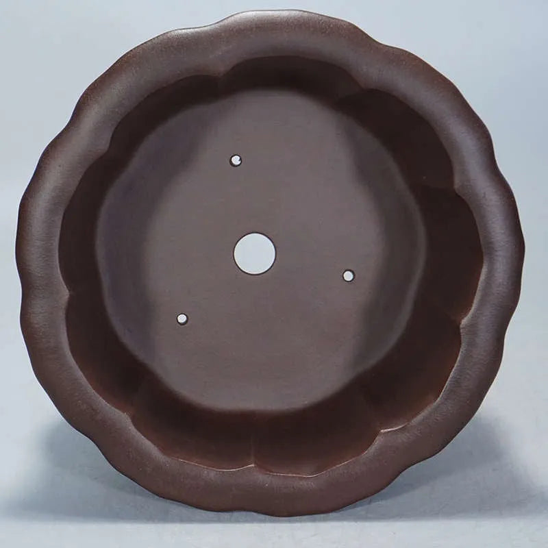 Purple sand succulent flowerpot with antique Chinese design measuring 37x37x20cm