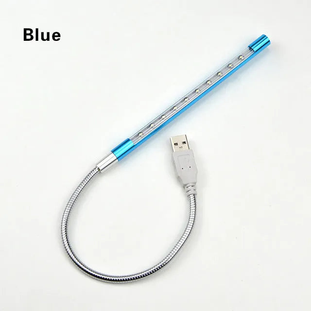 Slender 420mm aluminium alloy spiral LED night light with USB connection in six colour options