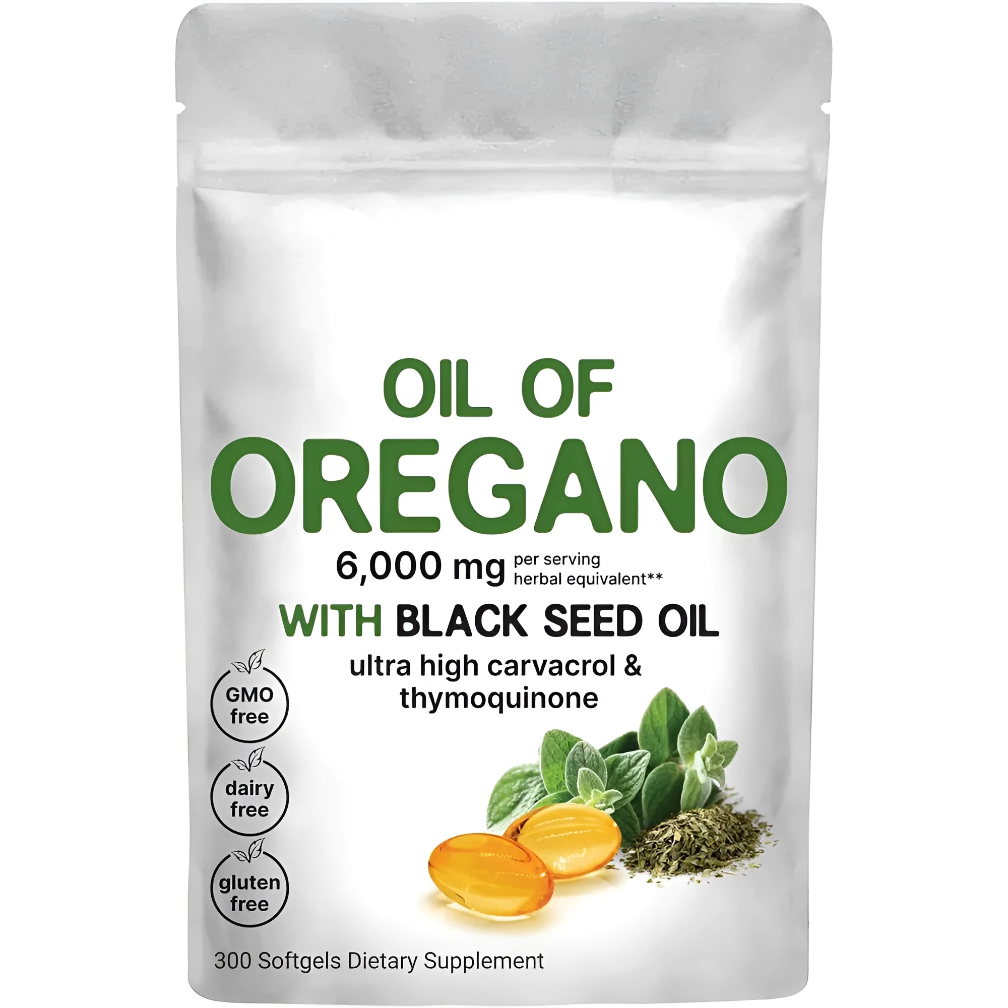 Butter Black Seed Oil Soft Capsules bottle showing 180 or 300 tablet packaging options
