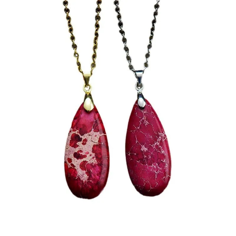 Jade pendant necklace with 18K gold-plated chain showing pendant design options