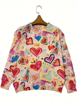 Loose fit digital printed top with lapel collar available in sizes S to 5XL
