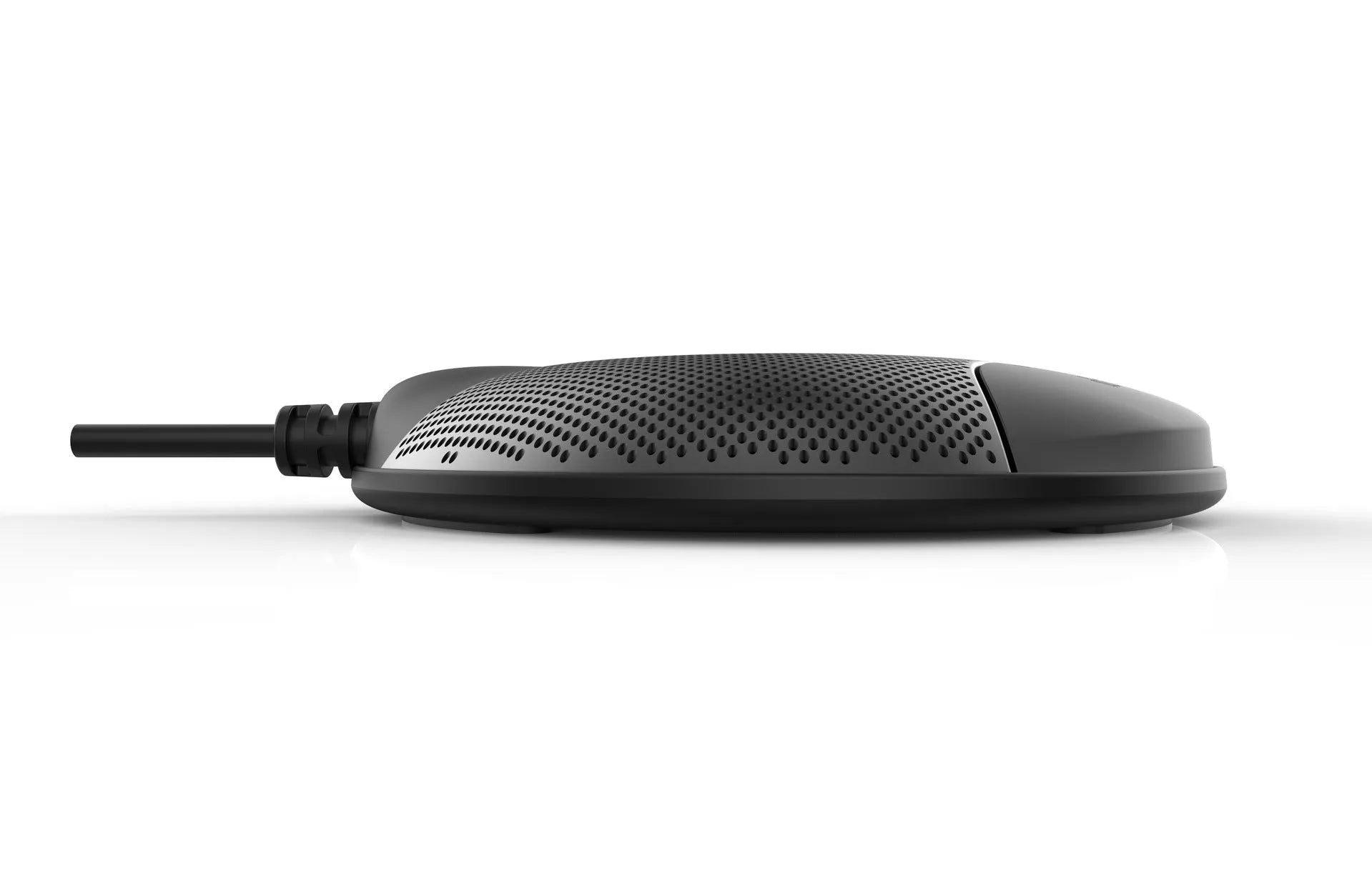 Black USB condenser desktop microphone for conference calls and computer recording