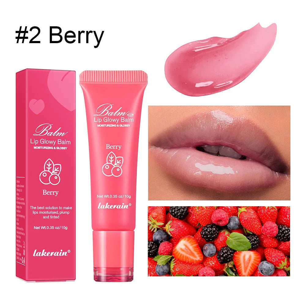 Women's natural finish lip gloss in choice of berry, grape, grapefruit, and yellow peach flavours.