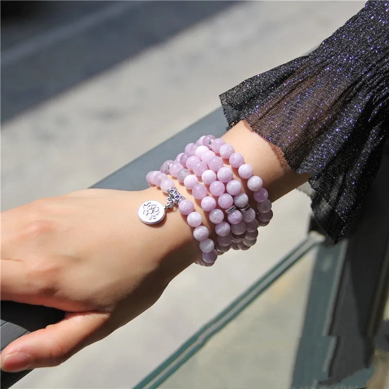 Vintage natural stone bracelet for women featuring a lotus design on a geometric setting.