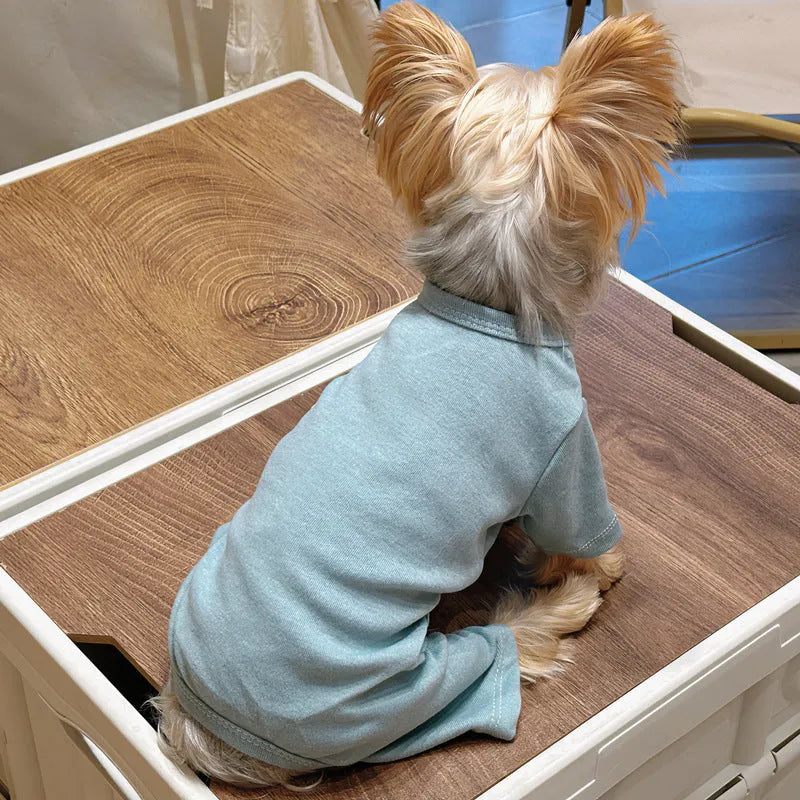 Four-legged cotton pet undershirt for small dogs, solid colour design, five sizes S-XXL