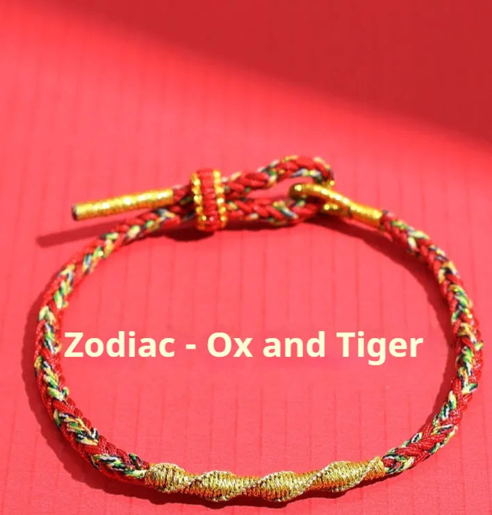 Hand-woven eight-strand colourful guard strap with flexible wire showing zodiac colour options