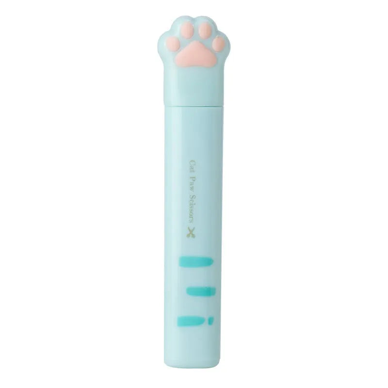 Cat paw mini folding scissors showing stainless steel construction and compact 8.7 cm size