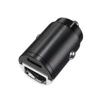 Compact 30W car cigarette lighter charger with zinc alloy housing for PD and QC fast charging