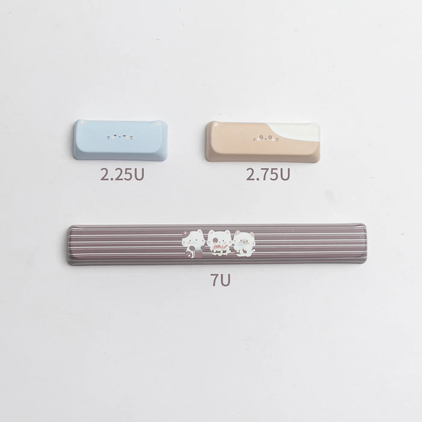 Sea Salt Cat themed PBT key cap set with March layout and 7u spacebar supplement for mechanical keyboards