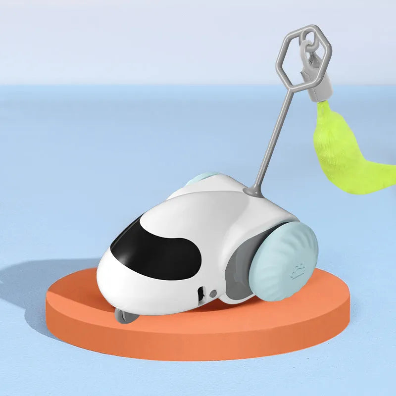 Gravity intelligent running car cat toy in light grey blue or summer orange colour with Type-C charging port