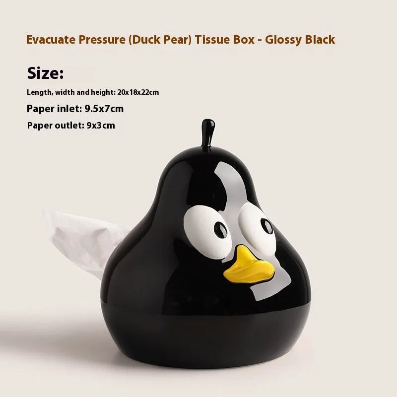 Cute pear-shaped ceramic tissue box in white porcelain with green or black colour options