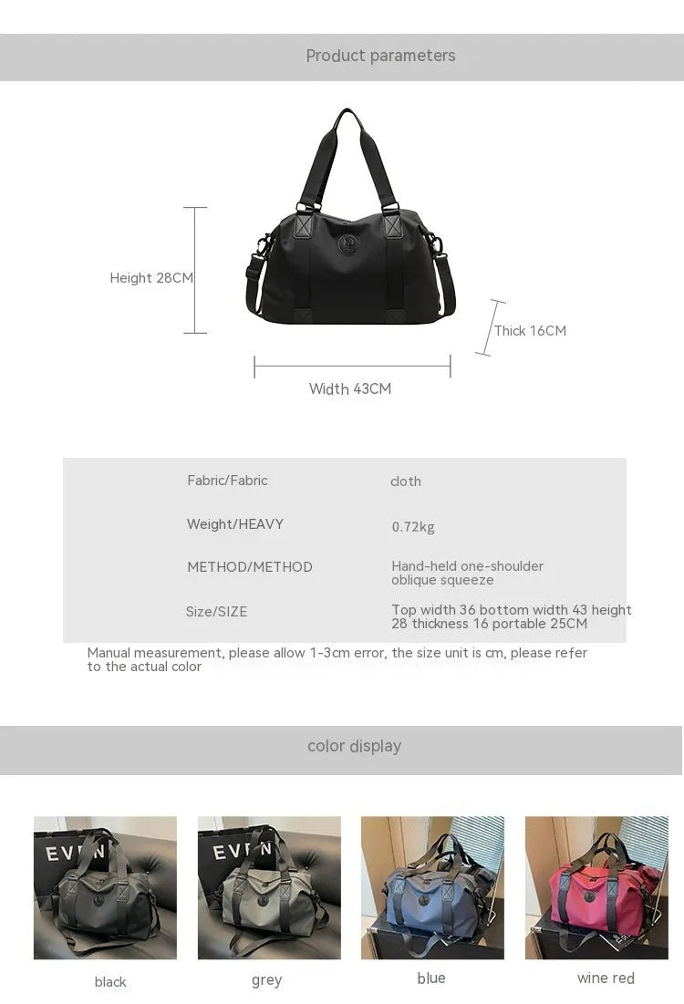 Waterproof Oxford cloth travel bag in solid colour with 36-55 litre capacity for short-distance trips
