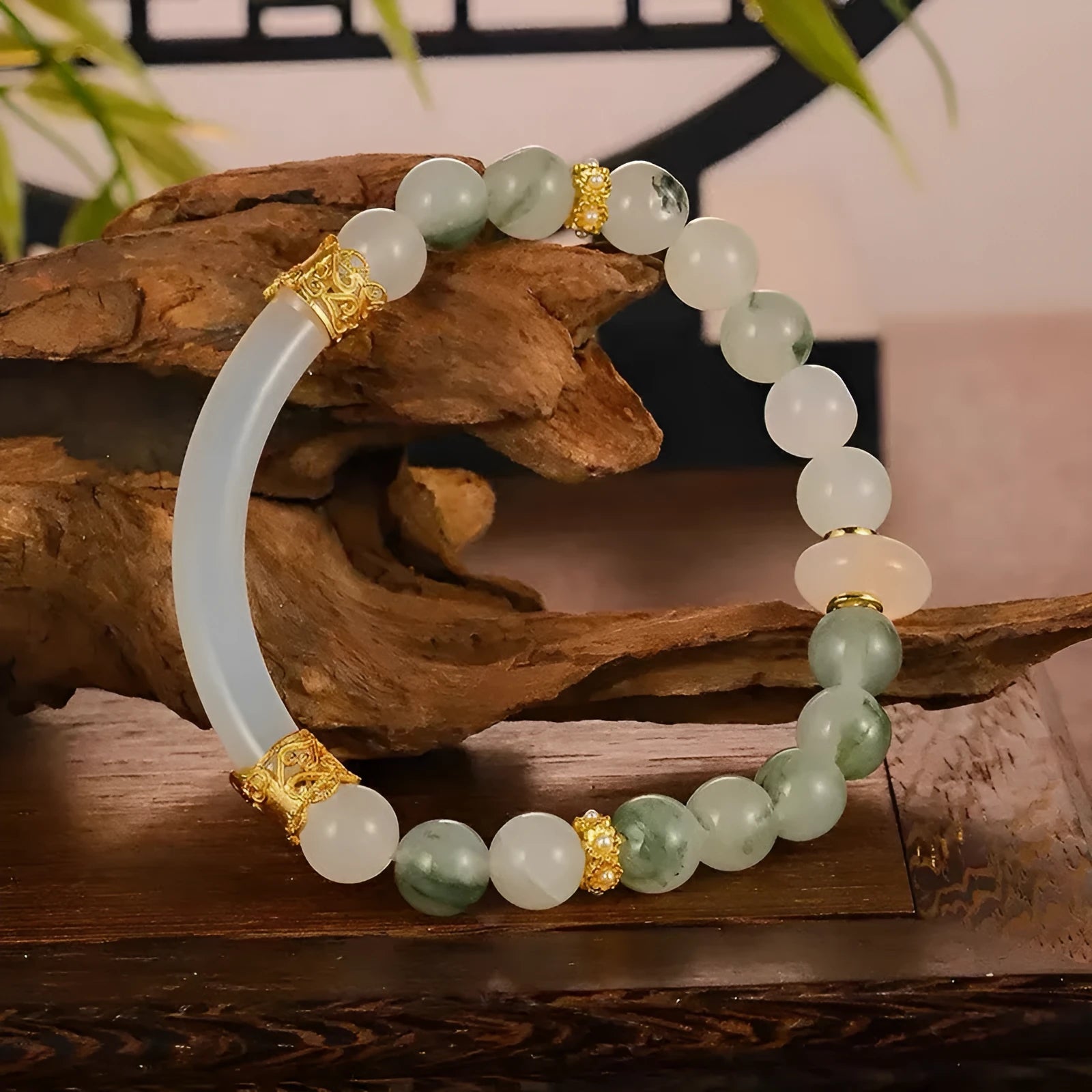 Light green emerald ice-like floating flower girl half bracelet with round elements