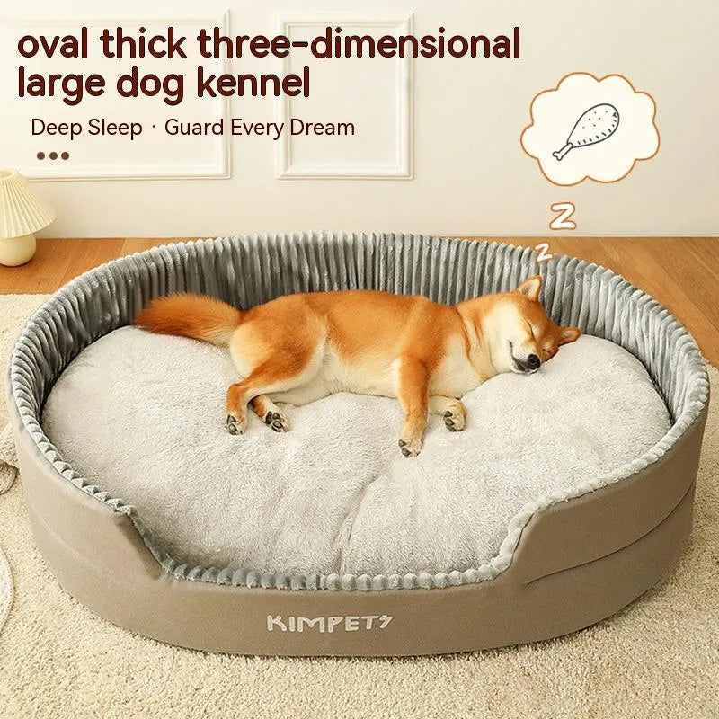Washable double-sided pet kennel with PP cotton cushion in gray, coffee, and green for dogs and cats