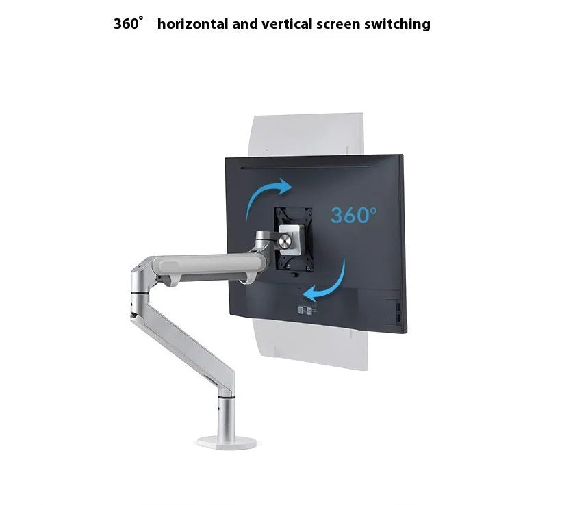 Silver aluminium hover notebook stand with adjustable air pressure arm for laptop support