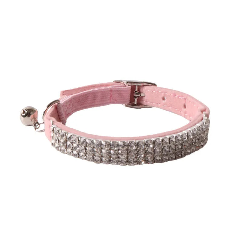 Flannel elastic buckle cat collar in six colour options including pink, black, and red